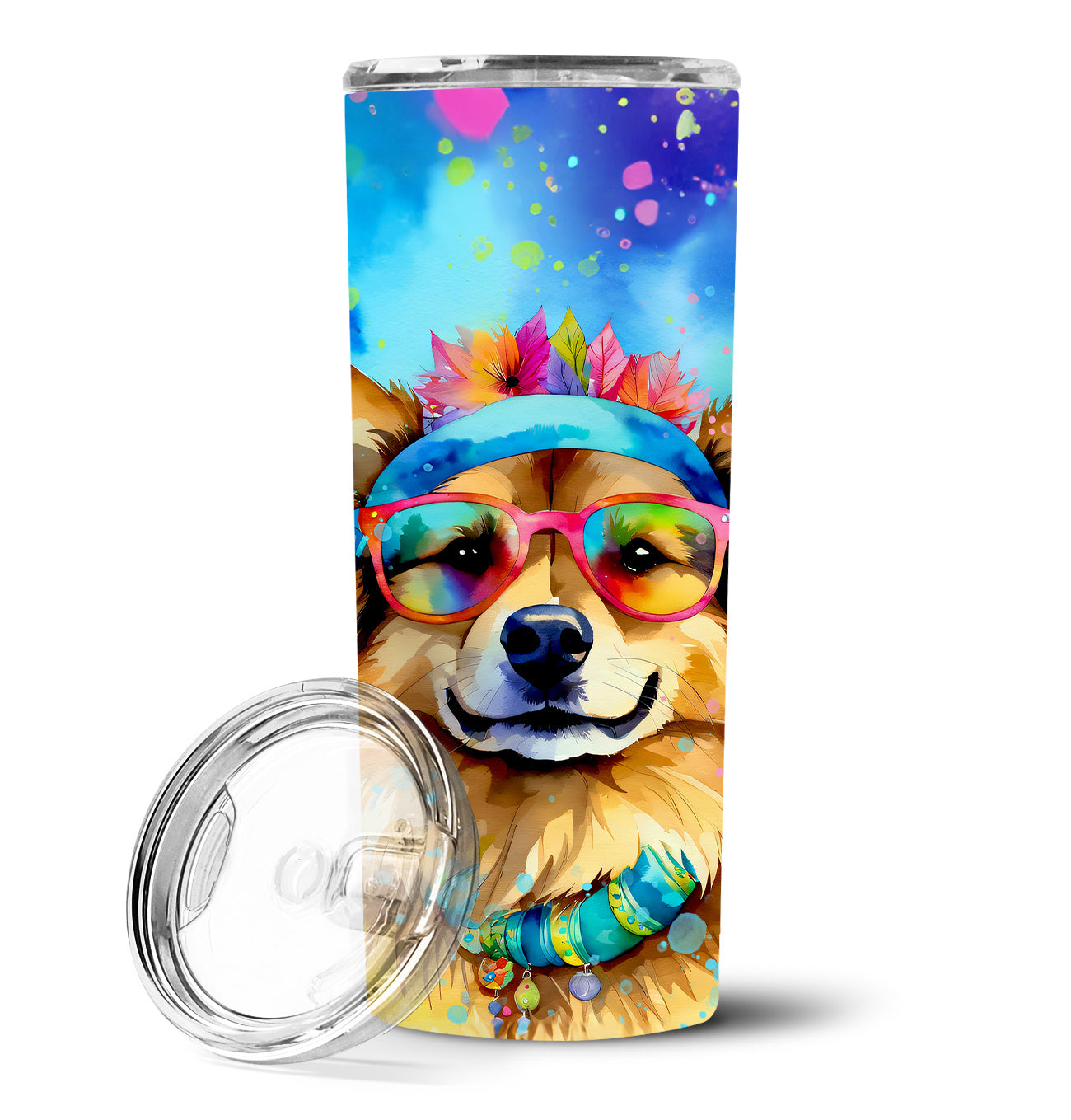 Hippie Dawg Stainless Steel Skinny Tumbler Vacuum Double Walled Reusable Insulated Tumbler Travel Cup for Coffee Cocktails Gift with Lid, 20 oz - Renee Lane Company