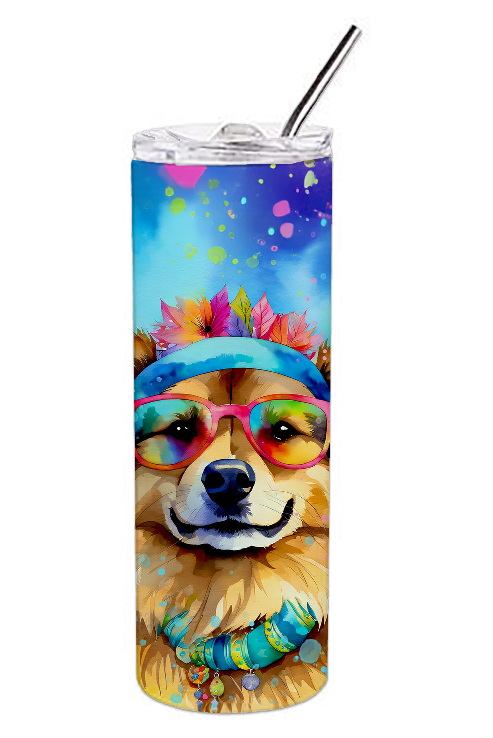 Hippie Dawg Stainless Steel Skinny Tumbler Vacuum Double Walled Reusable Insulated Tumbler Travel Cup for Coffee Cocktails Gift with Lid, 20 oz - Renee Lane Company