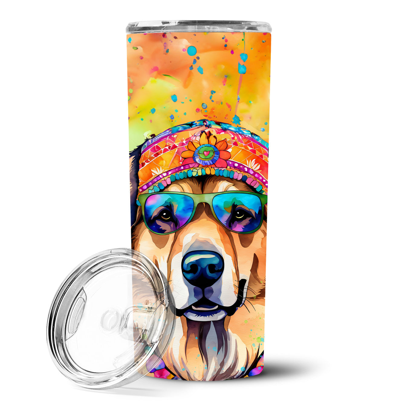 Hippie Dawg Stainless Steel Skinny Tumbler Vacuum Double Walled Reusable Insulated Tumbler Travel Cup for Coffee Cocktails Gift with Lid, 20 oz - Renee Lane Company