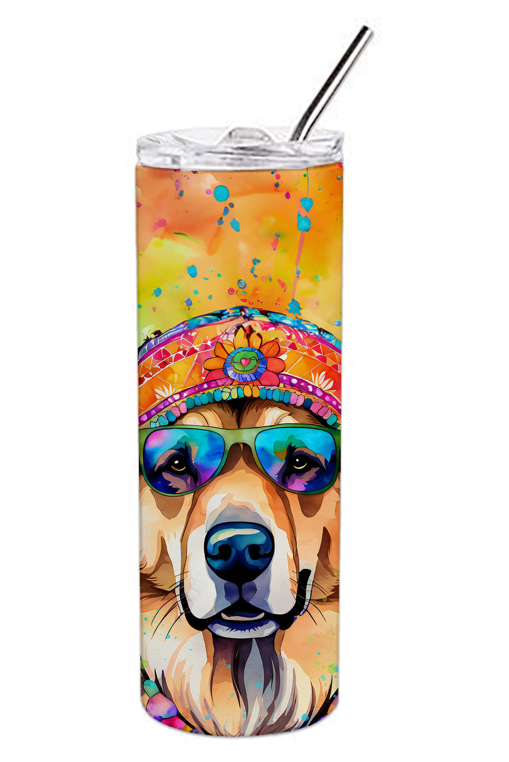 Hippie Dawg Stainless Steel Skinny Tumbler Vacuum Double Walled Reusable Insulated Tumbler Travel Cup for Coffee Cocktails Gift with Lid, 20 oz - Renee Lane Company