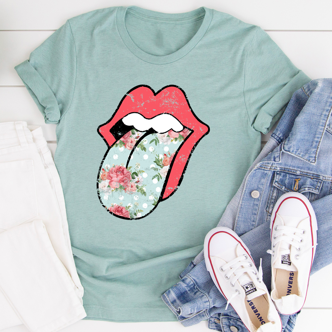 Hippie Floral Tongue T-Shirt - Renee Lane Company