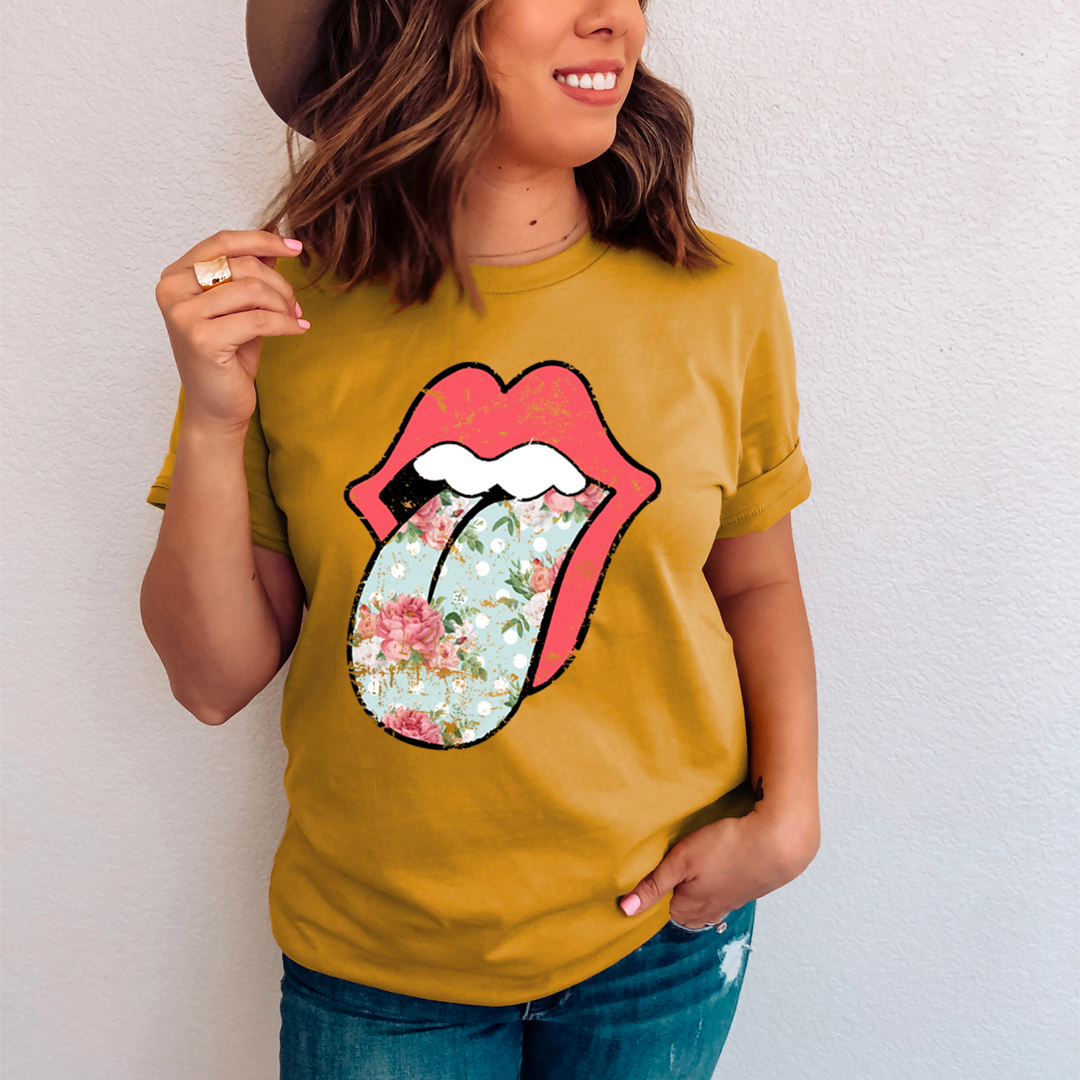 Hippie Floral Tongue T-Shirt - Renee Lane Company