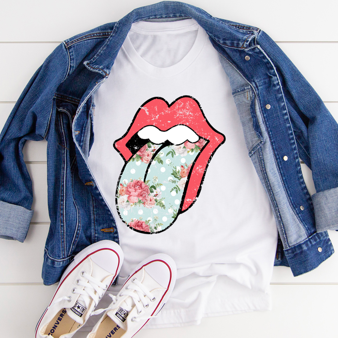 Hippie Floral Tongue T-Shirt - Renee Lane Company