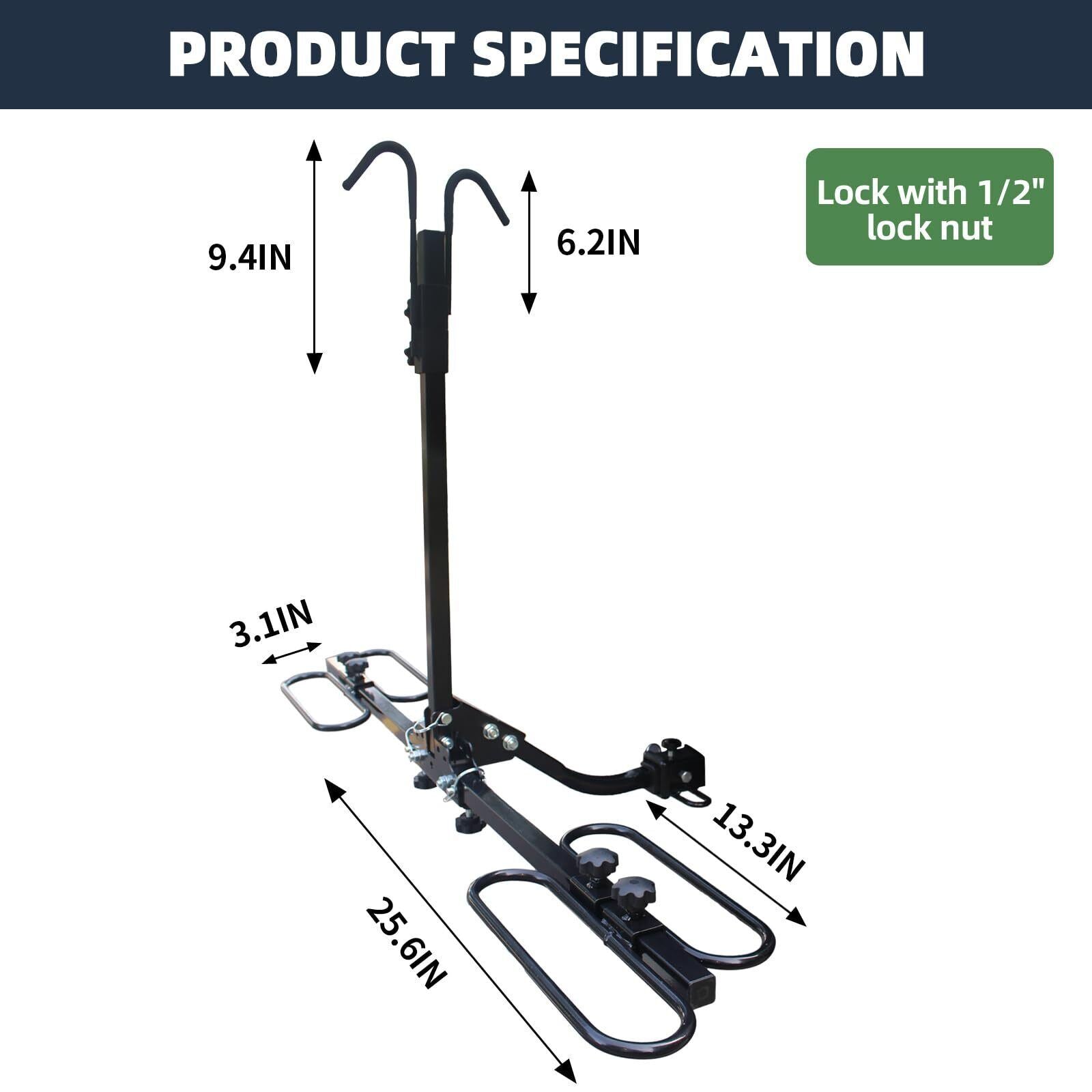 Hitch Mount Bike Rack, Heavy Weight Capacity Car Bike Rack 2'' Receiver for Standard, - Renee Lane Company