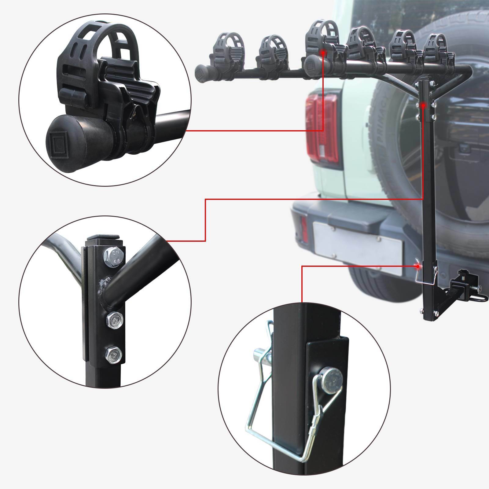Hitch Mount Bike Rack, Heavy Weight Capacity Car Bike Rack 2'' Receiver for Standard, - Renee Lane Company
