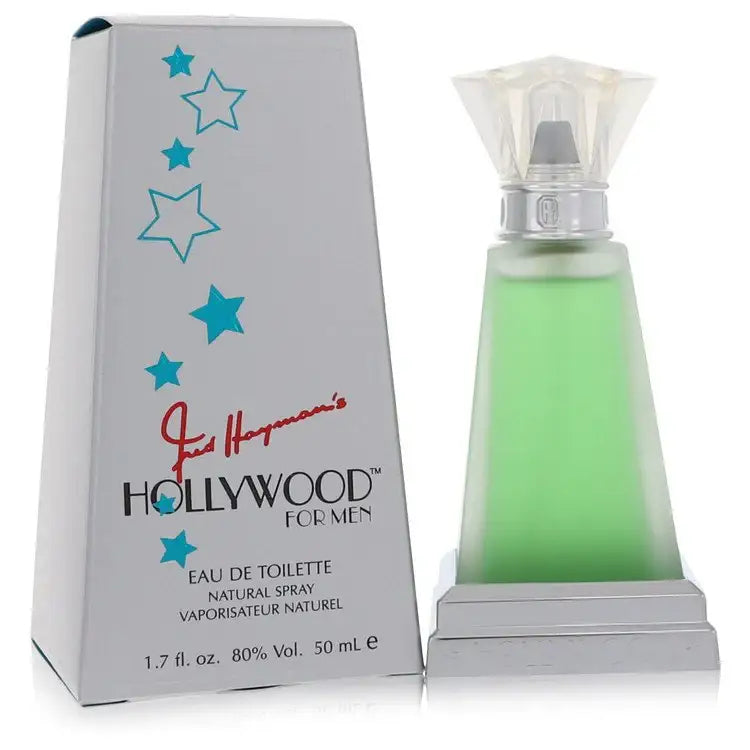 Hollywood by Fred Hayman men’s eau de toilette set with box and light green spray bottle