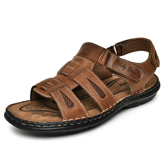 Holy dove Mens Open Toe Fisherman Sandals - Nubuck Brown Leather Athletic Sandal Casual Shoes for Summer Adventures - Renee Lane Company