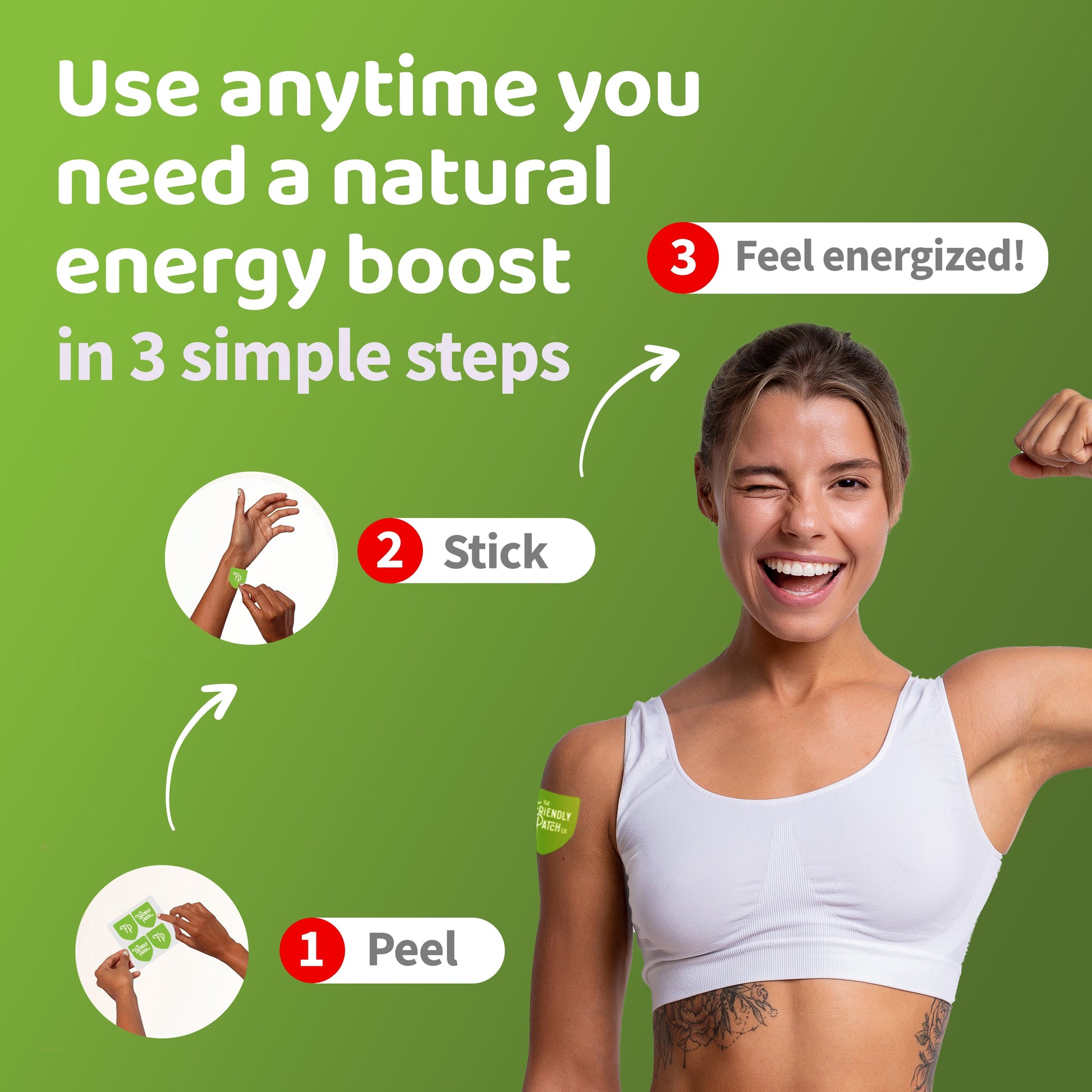 Boost Energy Patches: Caffeine, Guarana Green Tea Transdermal Energy - 28 Pack - Renee Lane Company