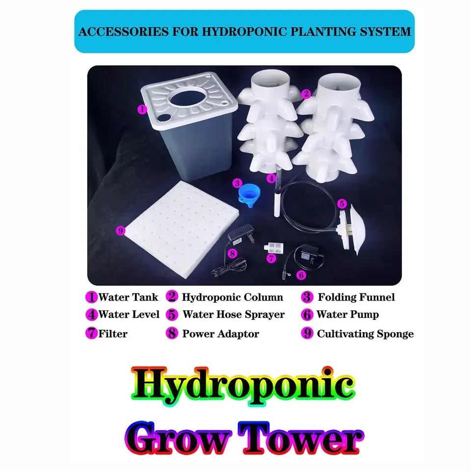 Hydroponic Growing System Mini Indoor Outdoor Home Grow Herb Vertical Garden Tower 6 Tiers 30 Holes Vegetables Planter - Renee Lane Company