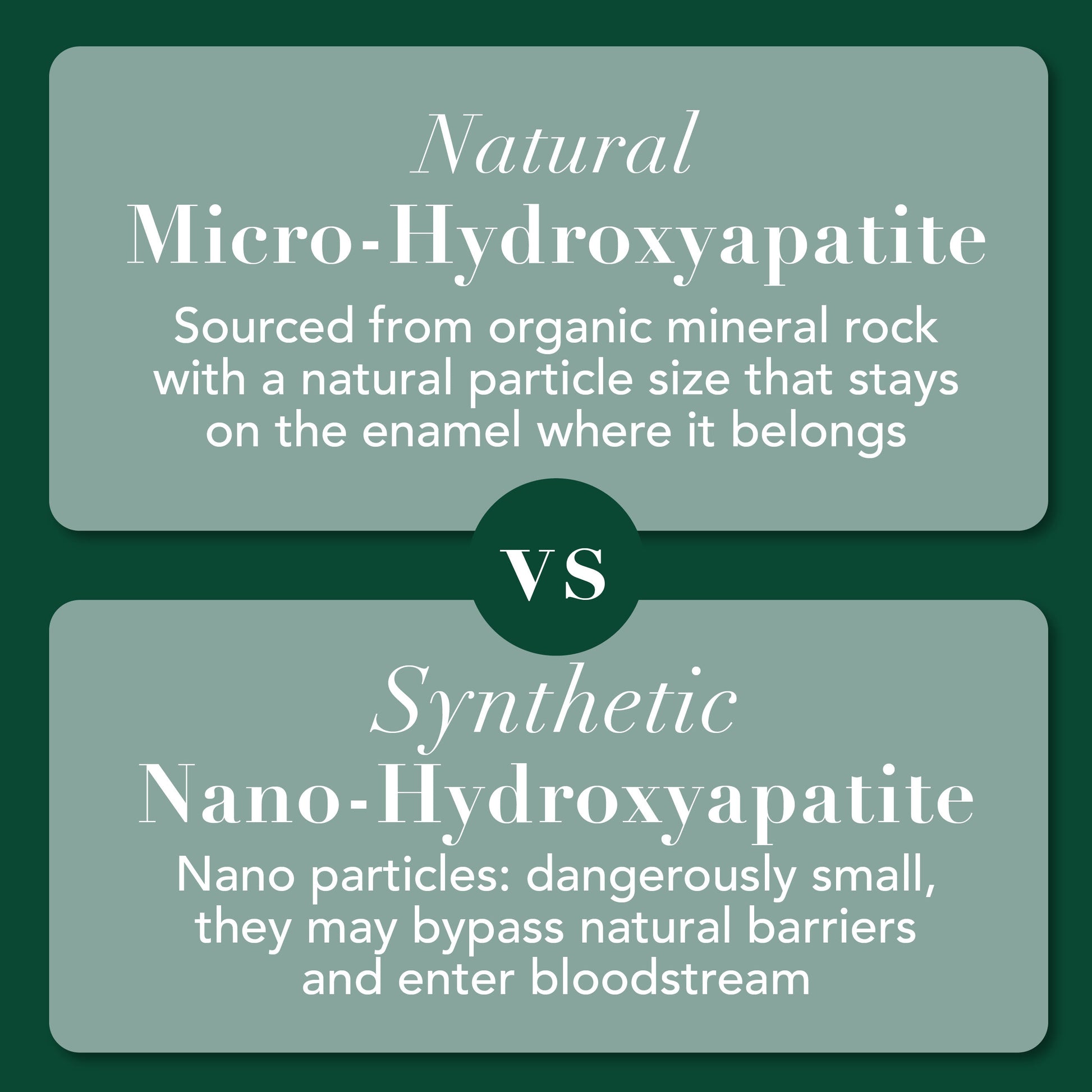 Natural micro-hydroxyapatite vs synthetic nano-hydroxyapatite comparison infographic