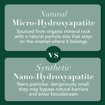 Natural micro-hydroxyapatite vs synthetic nano-hydroxyapatite comparison infographic