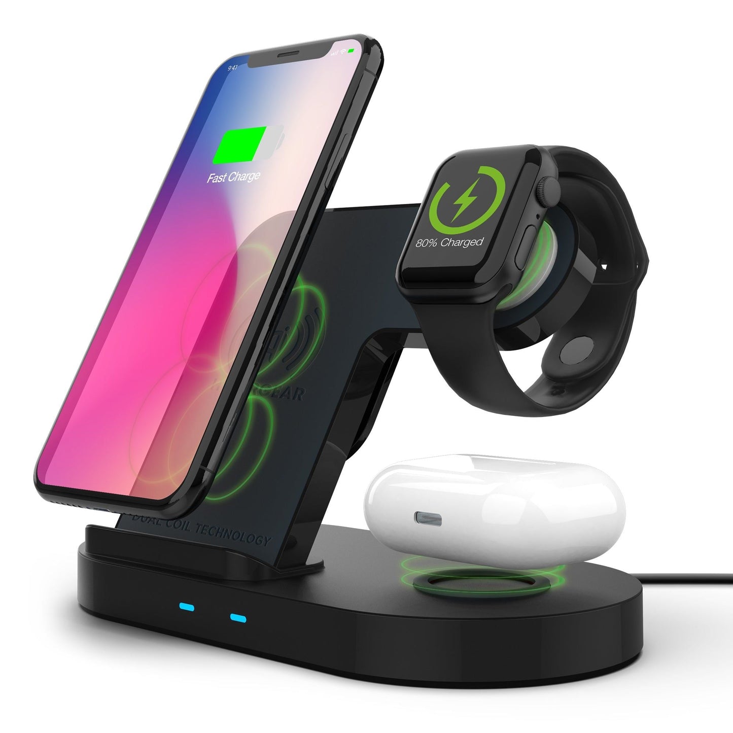 HyperGear 3-in-1 Wireless Charging Dock Black - Renee Lane Company
