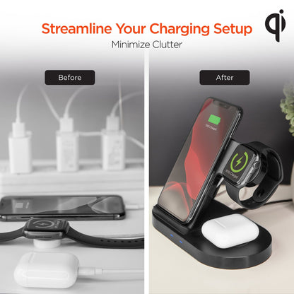 HyperGear 3-in-1 Wireless Charging Dock Black - Renee Lane Company