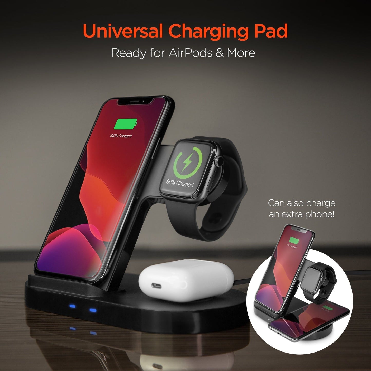 HyperGear 3-in-1 Wireless Charging Dock Black - Renee Lane Company