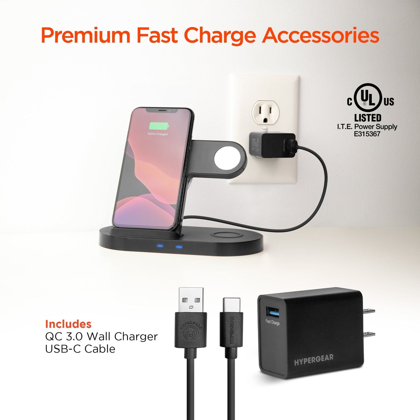 HyperGear 3-in-1 Wireless Charging Dock Black - Renee Lane Company