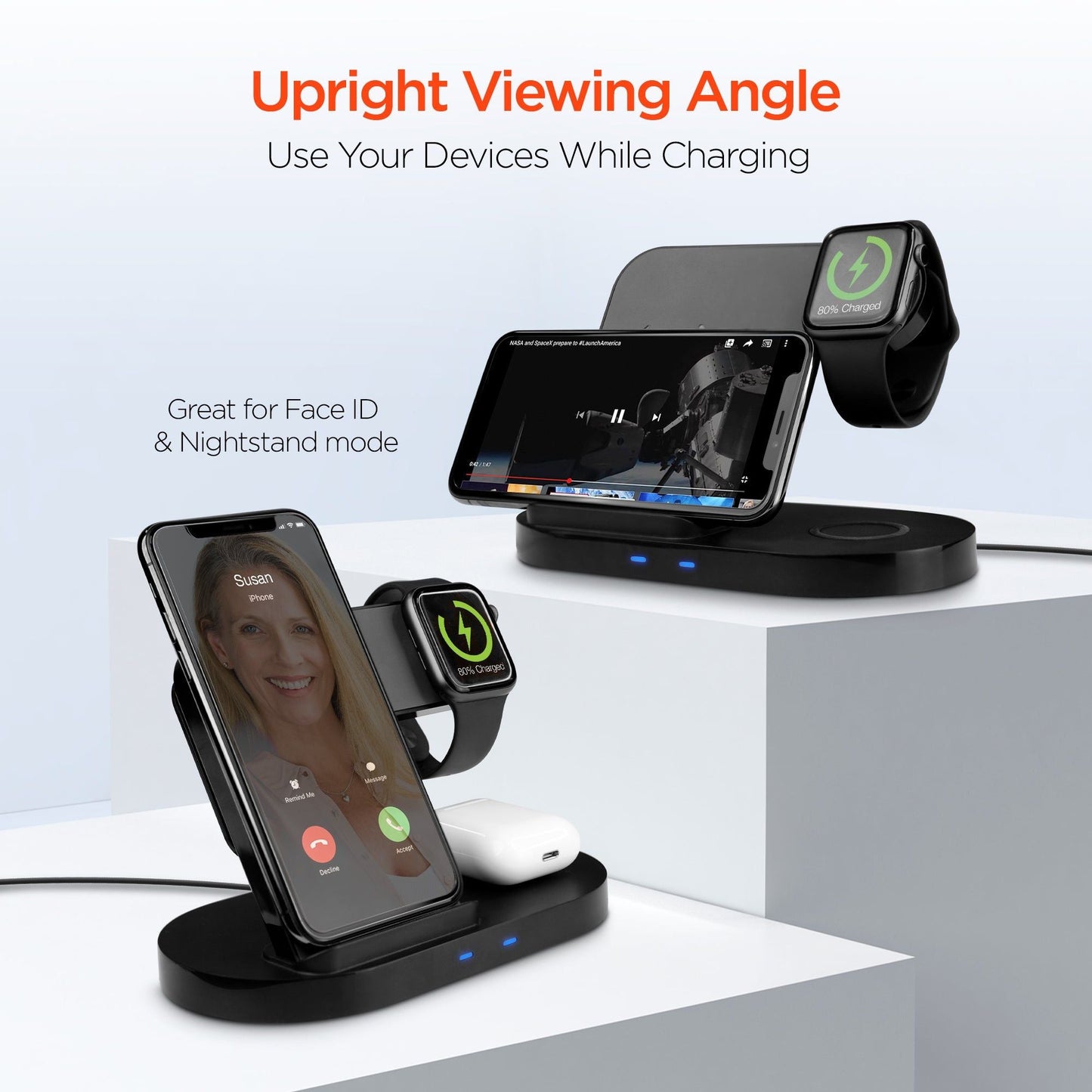 HyperGear 3-in-1 Wireless Charging Dock Black - Renee Lane Company