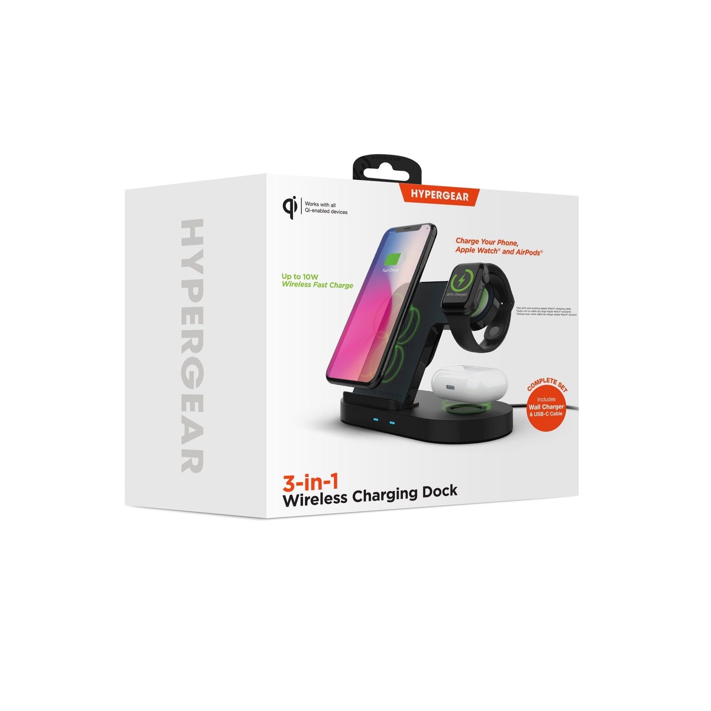 HyperGear 3-in-1 Wireless Charging Dock Black - Renee Lane Company