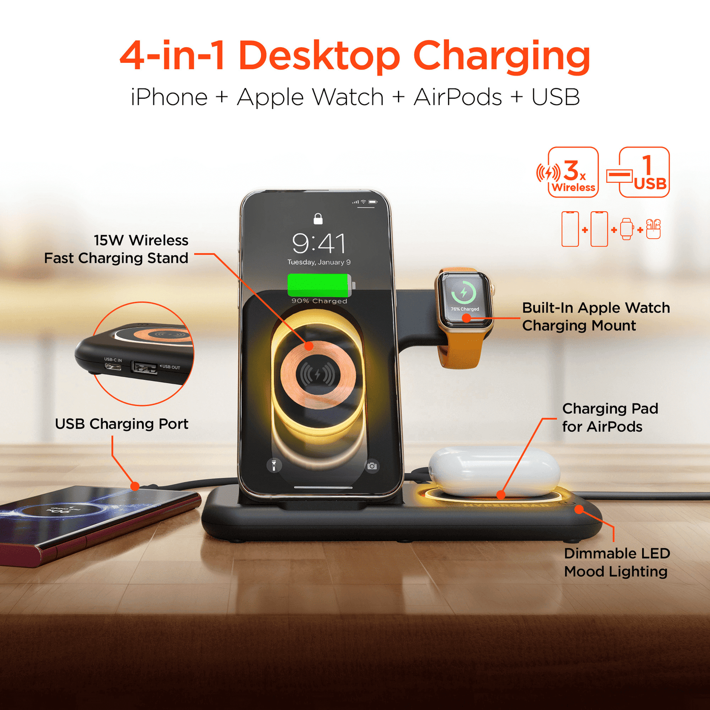 HyperGear 4 in 1 Wireless Charging Stand - Renee Lane Company