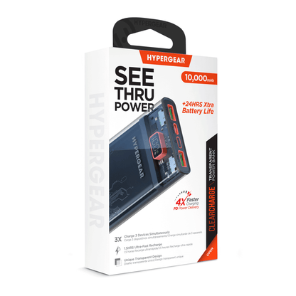 HyperGear ClearCharge 10000mAh Transparent PD Power Bank - Renee Lane Company
