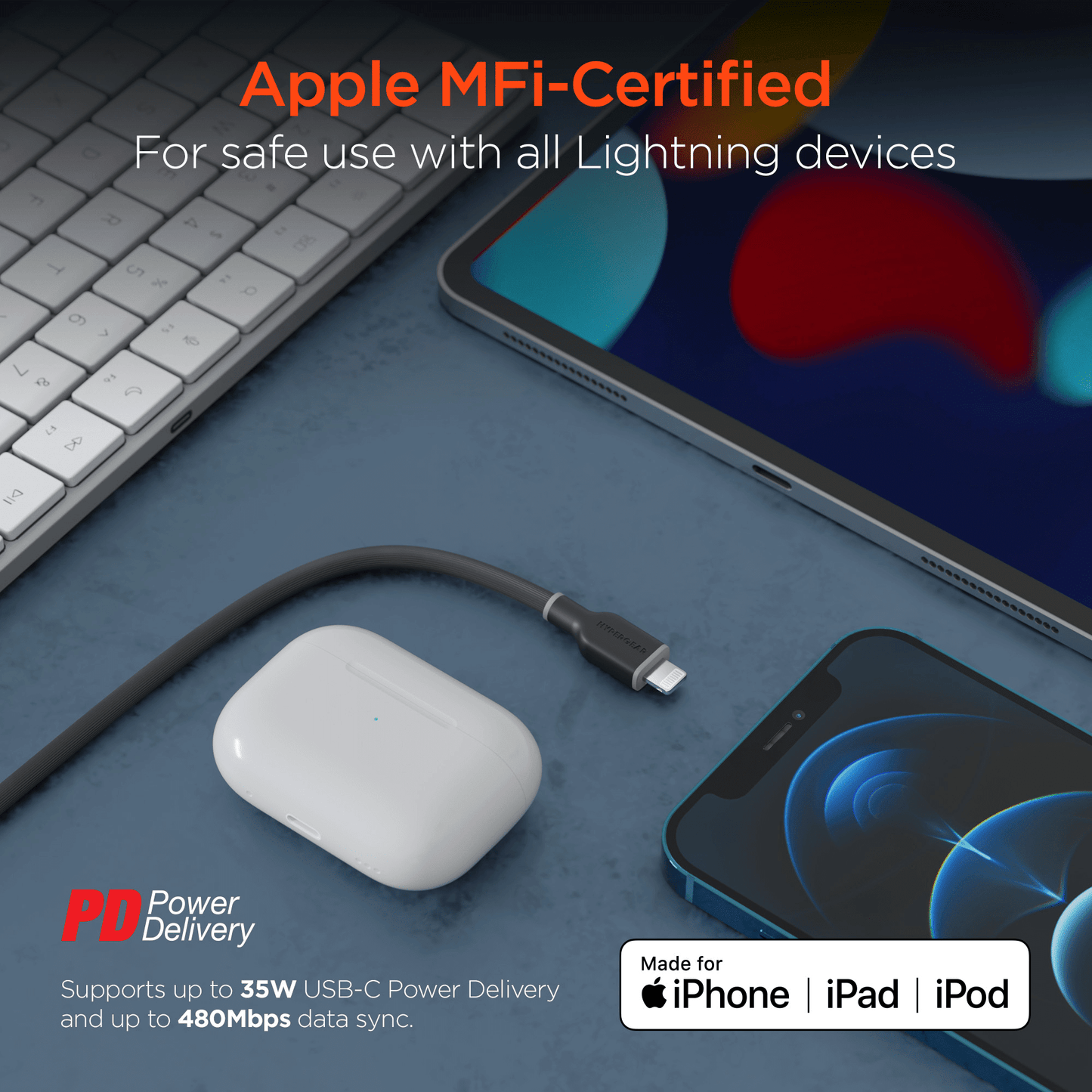 HyperGear Flexi PRO USB-C to Lightning Cable 10ft - Renee Lane Company