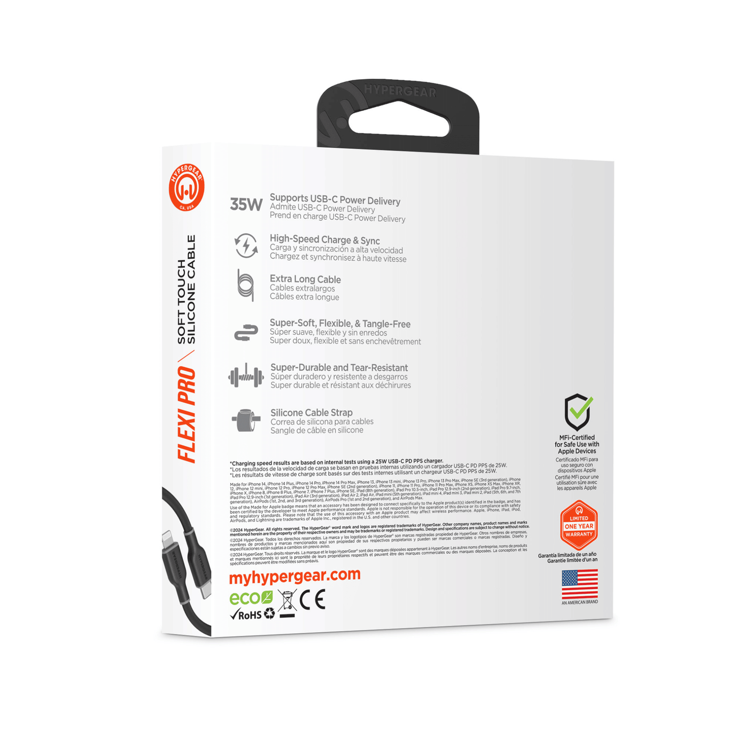 HyperGear Flexi PRO USB-C to Lightning Cable 10ft - Renee Lane Company