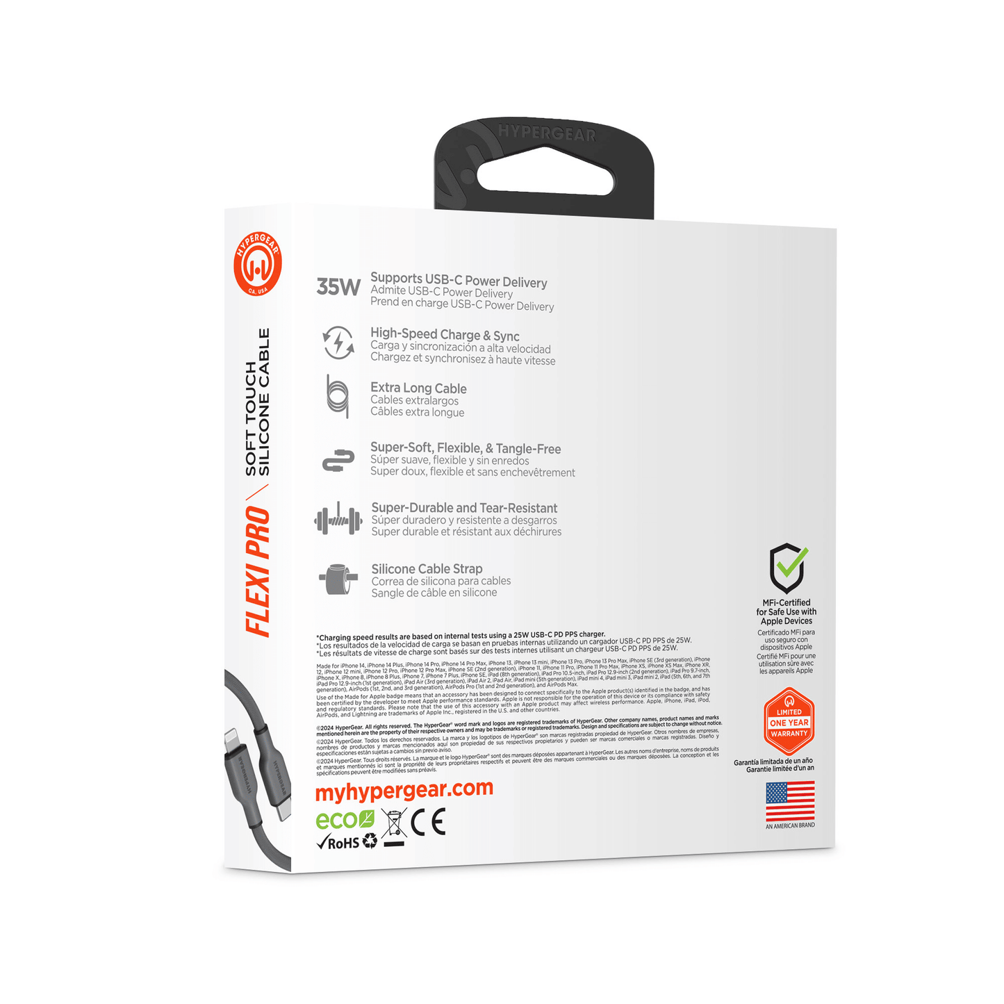 HyperGear Flexi PRO USB-C to Lightning Cable 10ft - Renee Lane Company