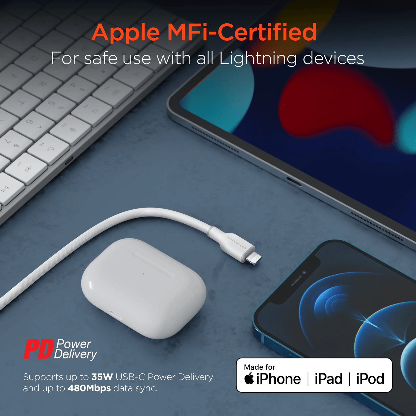 HyperGear Flexi PRO USB-C to Lightning Cable 10ft - Renee Lane Company