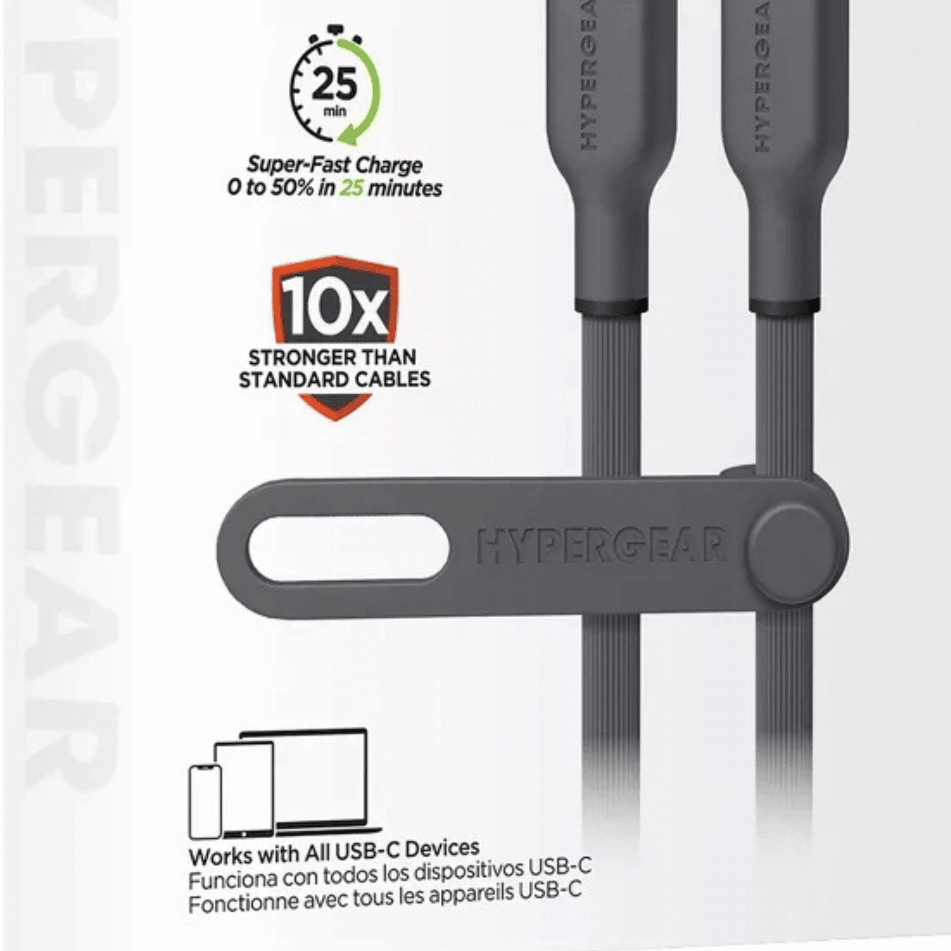 HyperGear Flexi PRO USB-C to USB-C Cable 10ft Black - Renee Lane Company