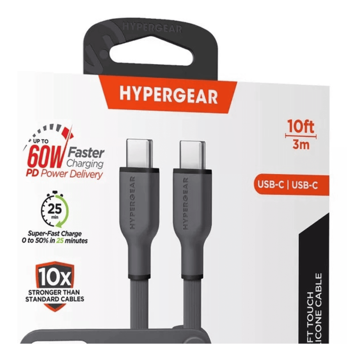 HyperGear Flexi PRO USB-C to USB-C Cable 10ft Black - Renee Lane Company