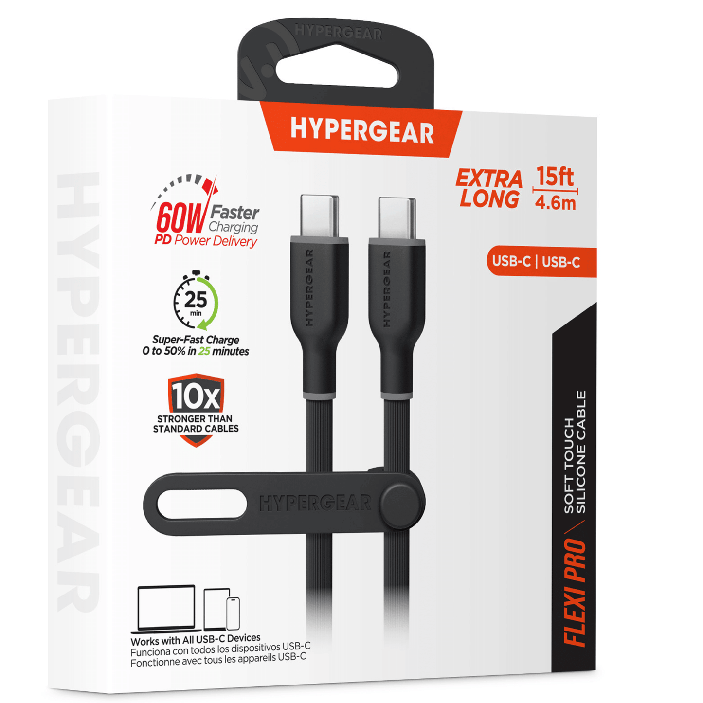 HyperGear Flexi PRO USB-C to USB-C Cable 15ft - Renee Lane Company
