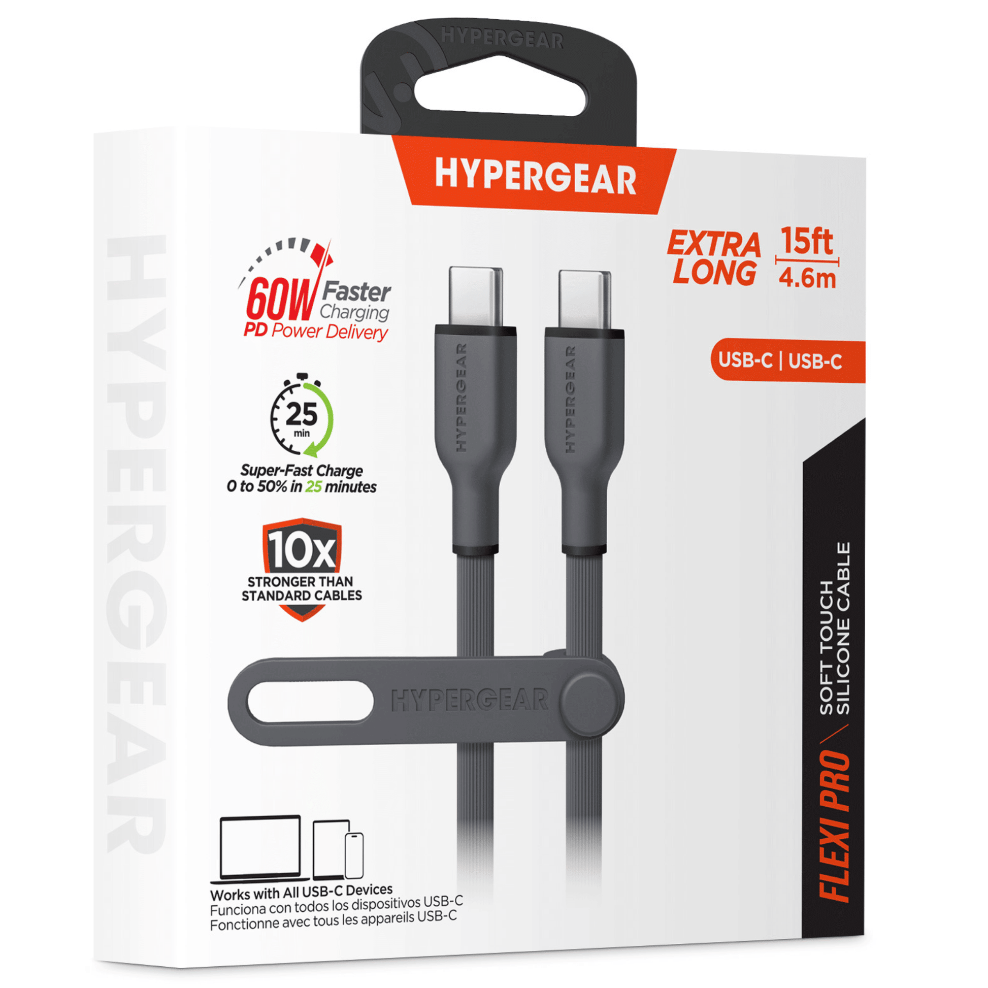 HyperGear Flexi PRO USB-C to USB-C Cable 15ft - Renee Lane Company