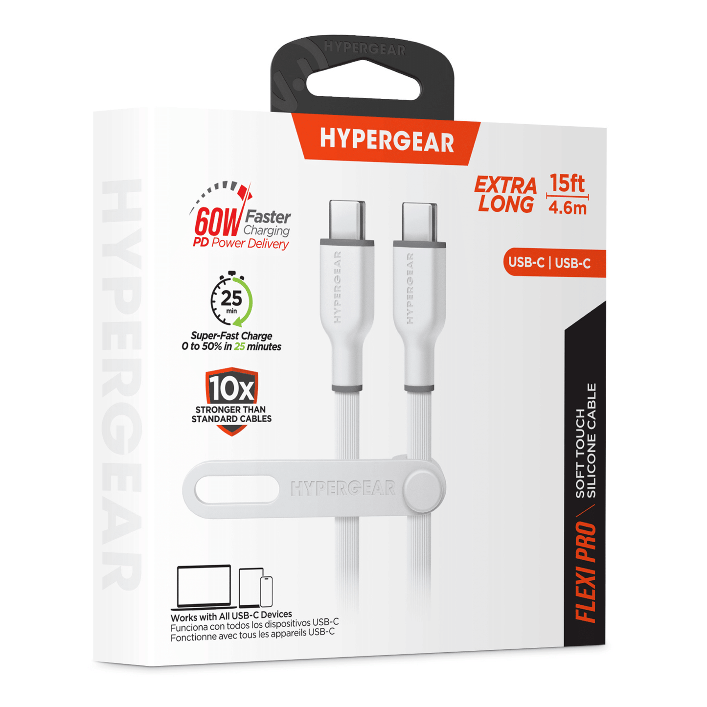 HyperGear Flexi PRO USB-C to USB-C Cable 15ft - Renee Lane Company