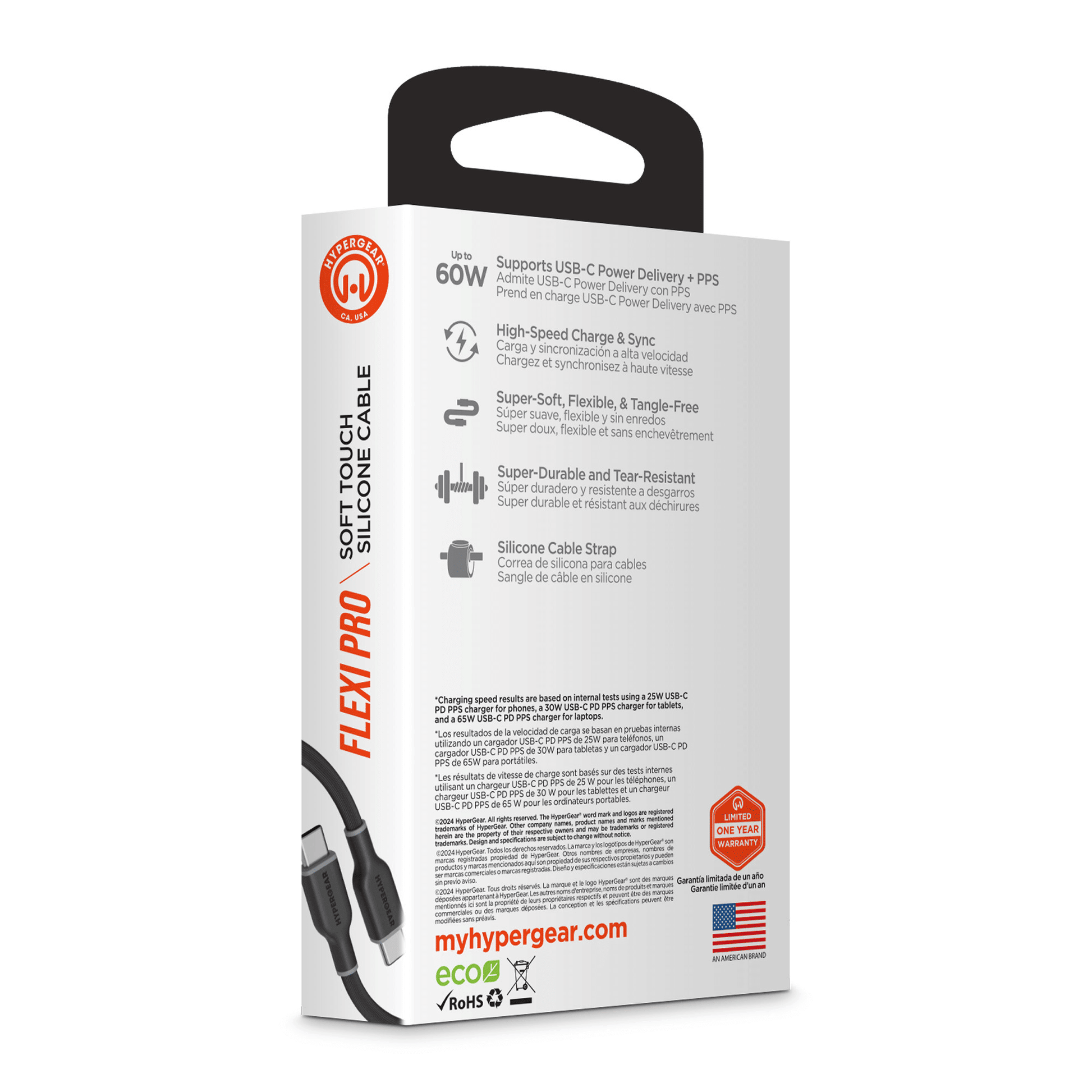 HyperGear Flexi PRO USB-C to USB-C Cable 4ft - Renee Lane Company