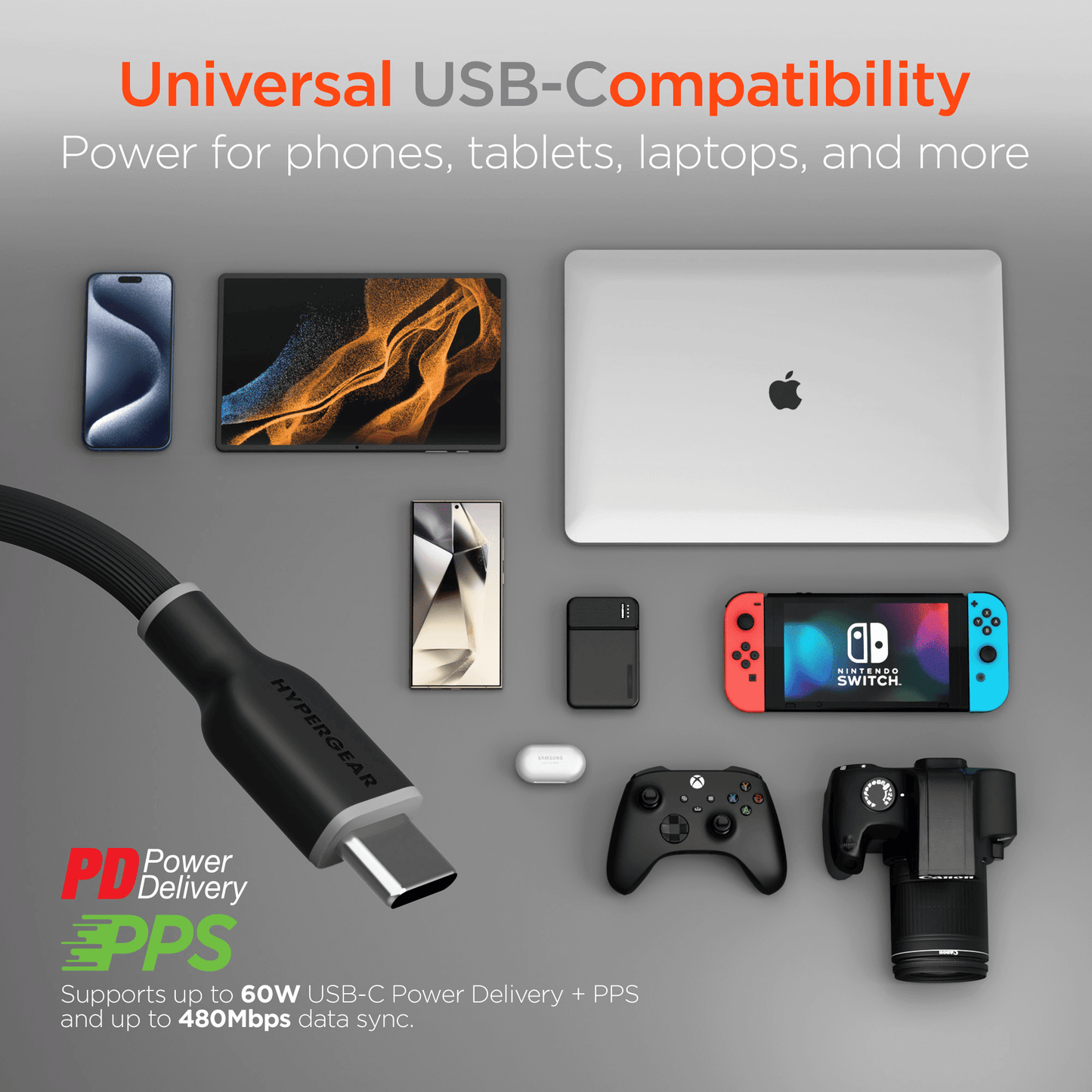 HyperGear Flexi PRO USB-C to USB-C Cable 6ft - Renee Lane Company