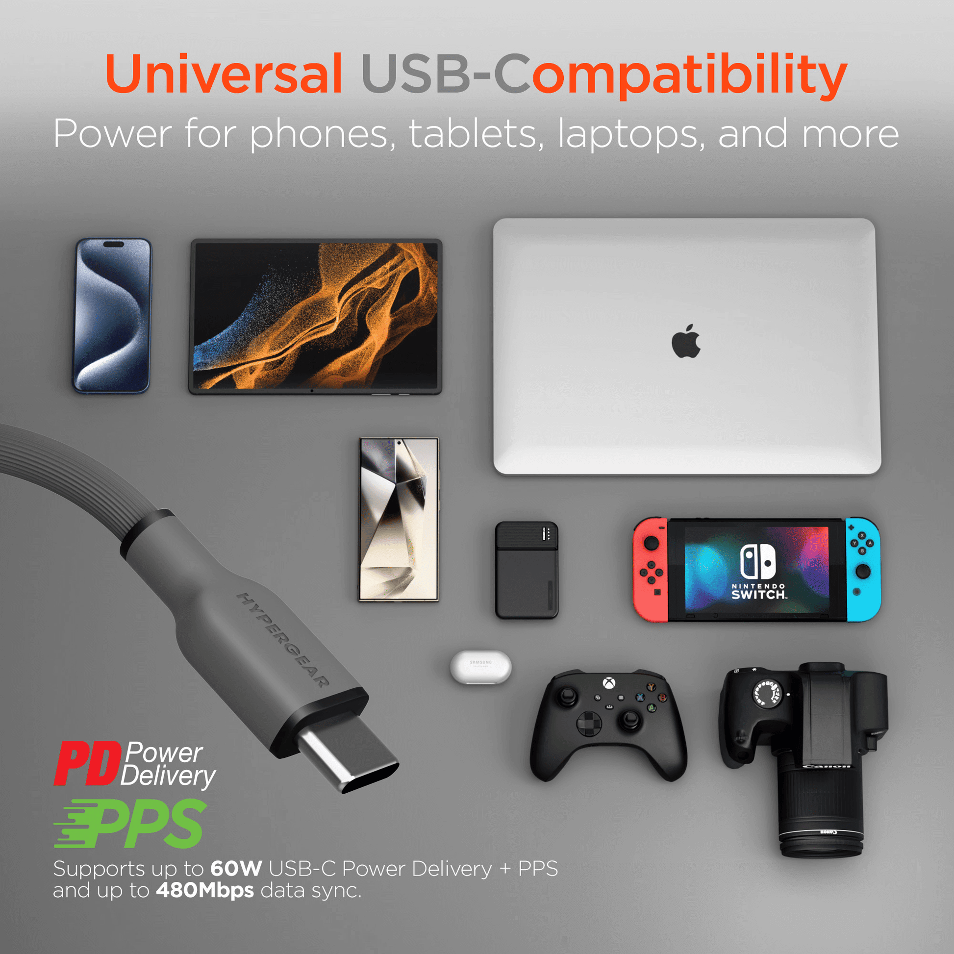 HyperGear Flexi PRO USB-C to USB-C Cable 6ft - Renee Lane Company