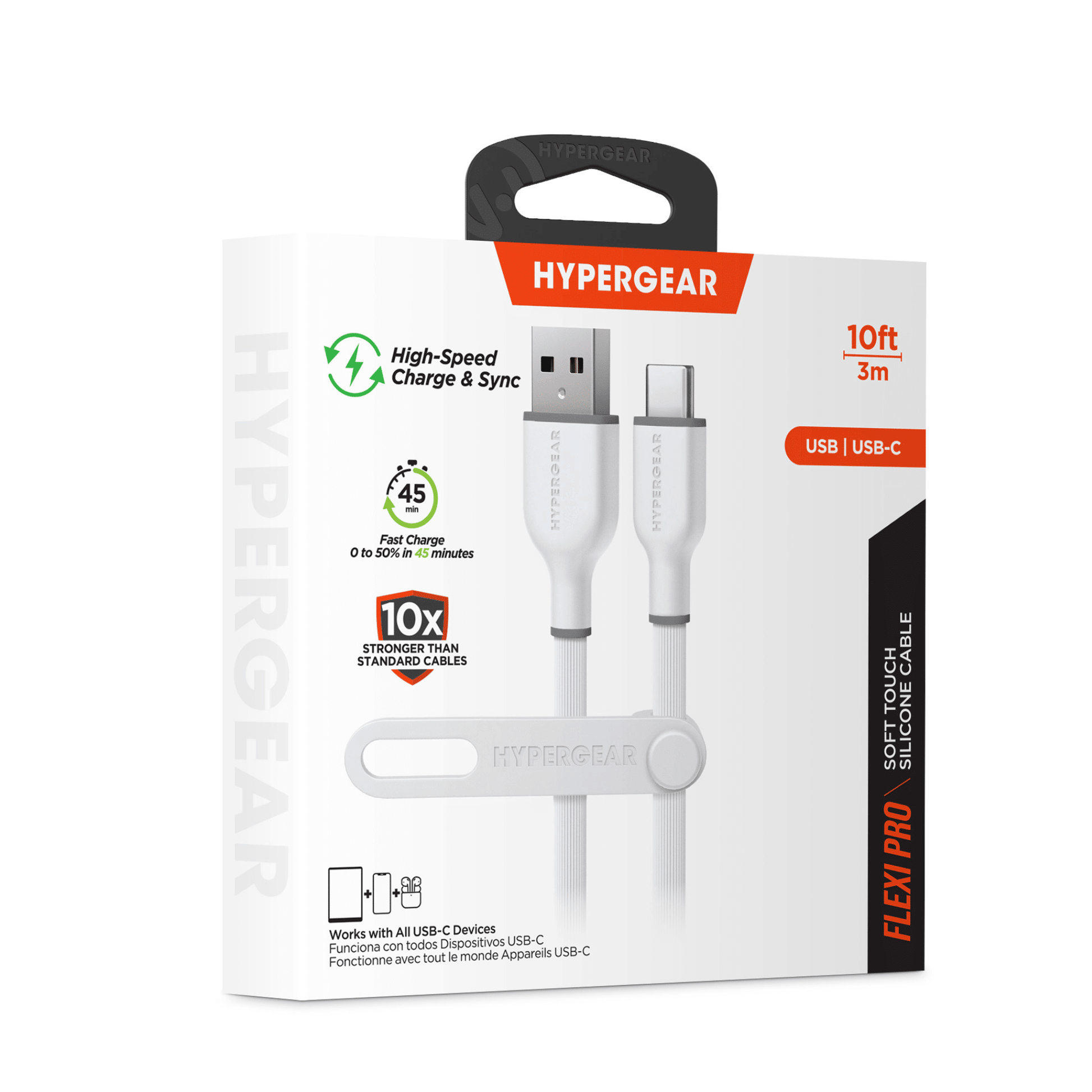HyperGear Flexi PRO USB to USB-C Cable 10ft - Renee Lane Company