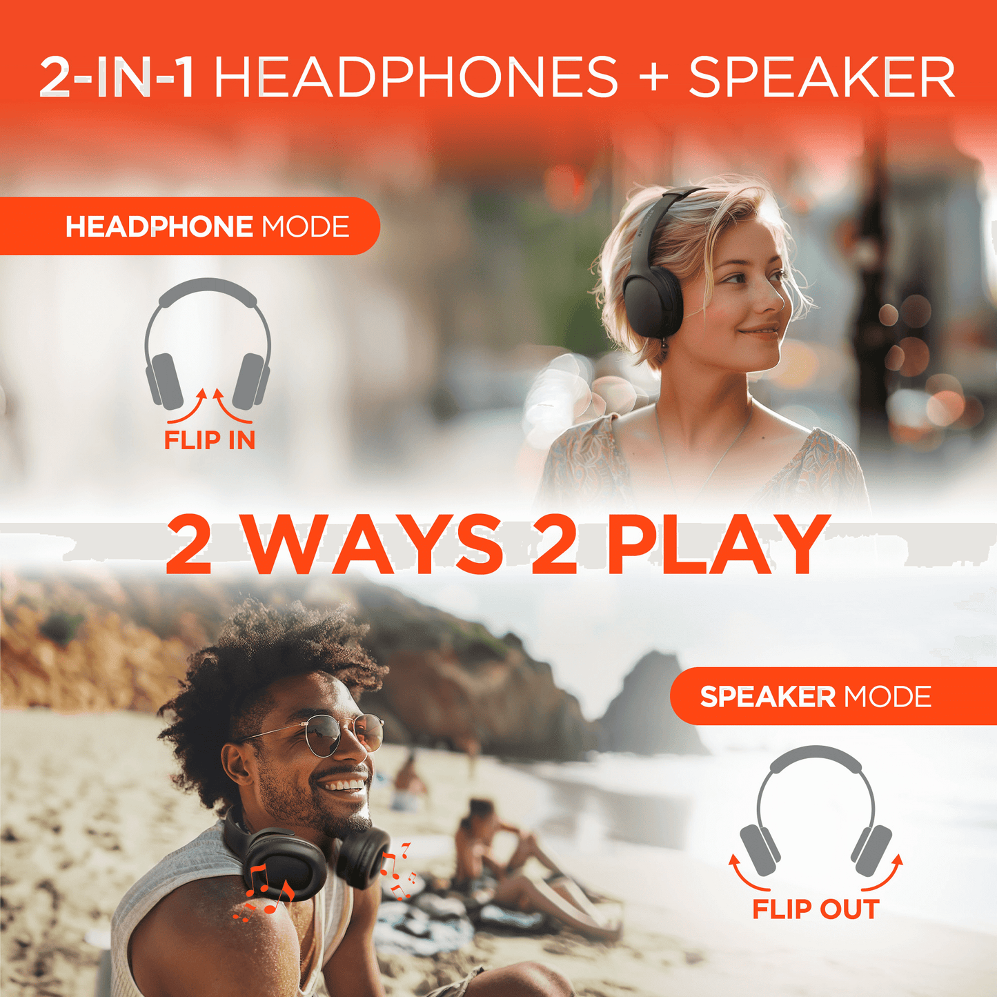 HyperGear Flip 2-in-1 Headphones Plus Speaker - Renee Lane Company