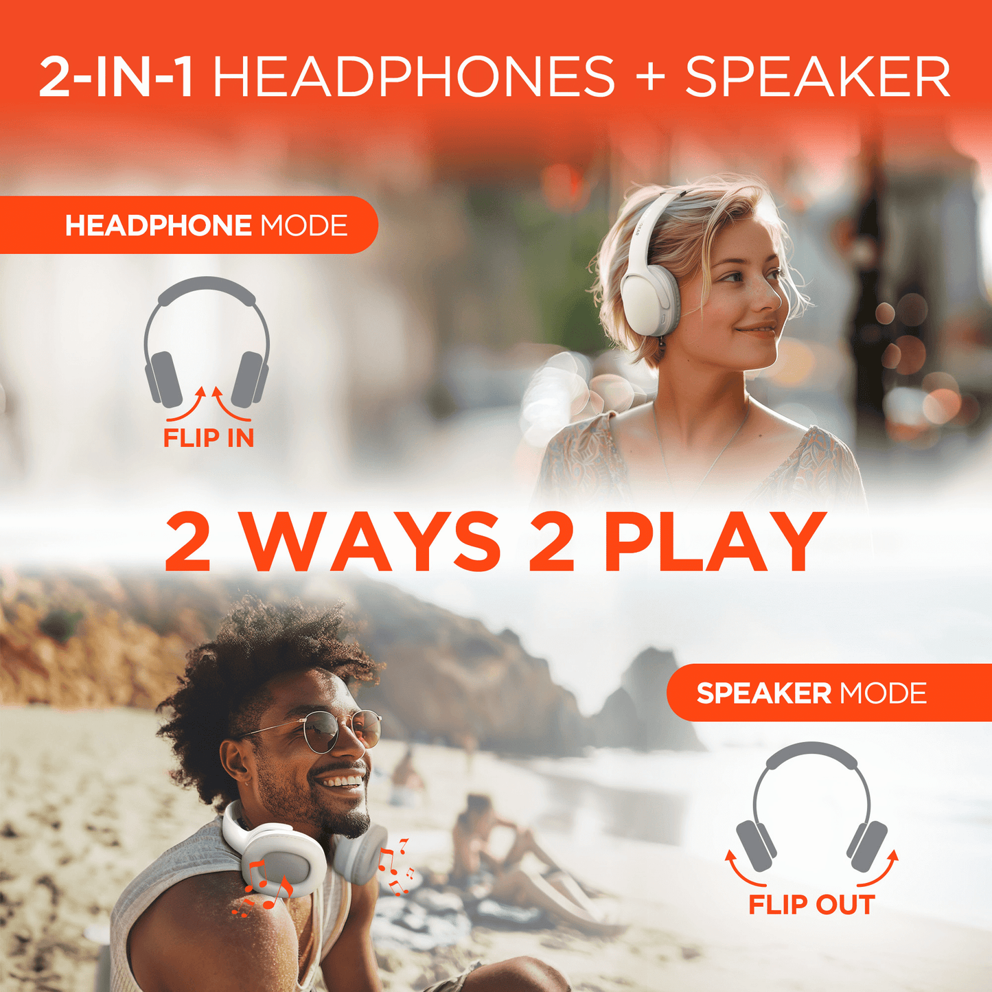 HyperGear Flip 2-in-1 Headphones Plus Speaker - Renee Lane Company