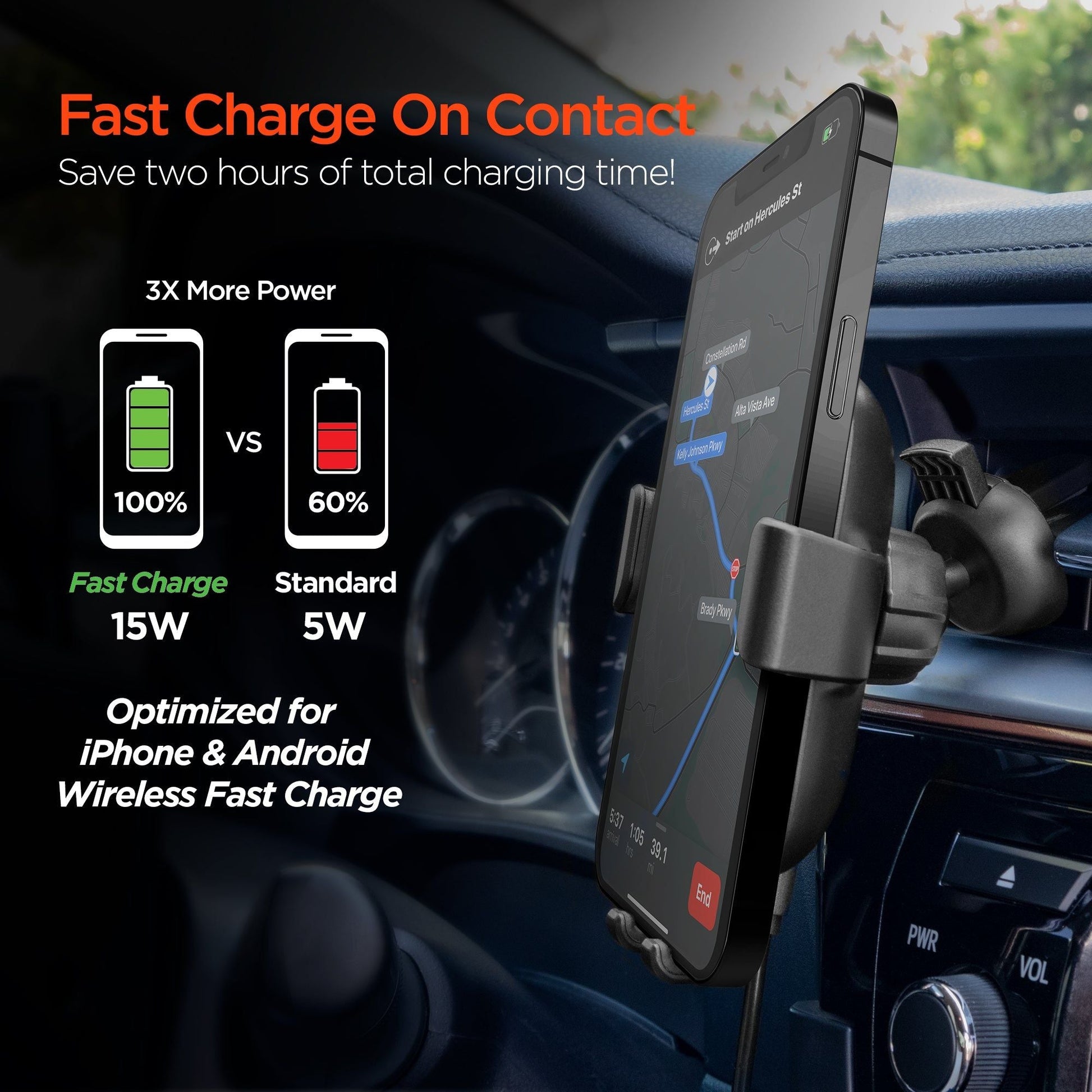 HyperGear Gravity 15W Wireless Fast Charge Mount - Renee Lane Company