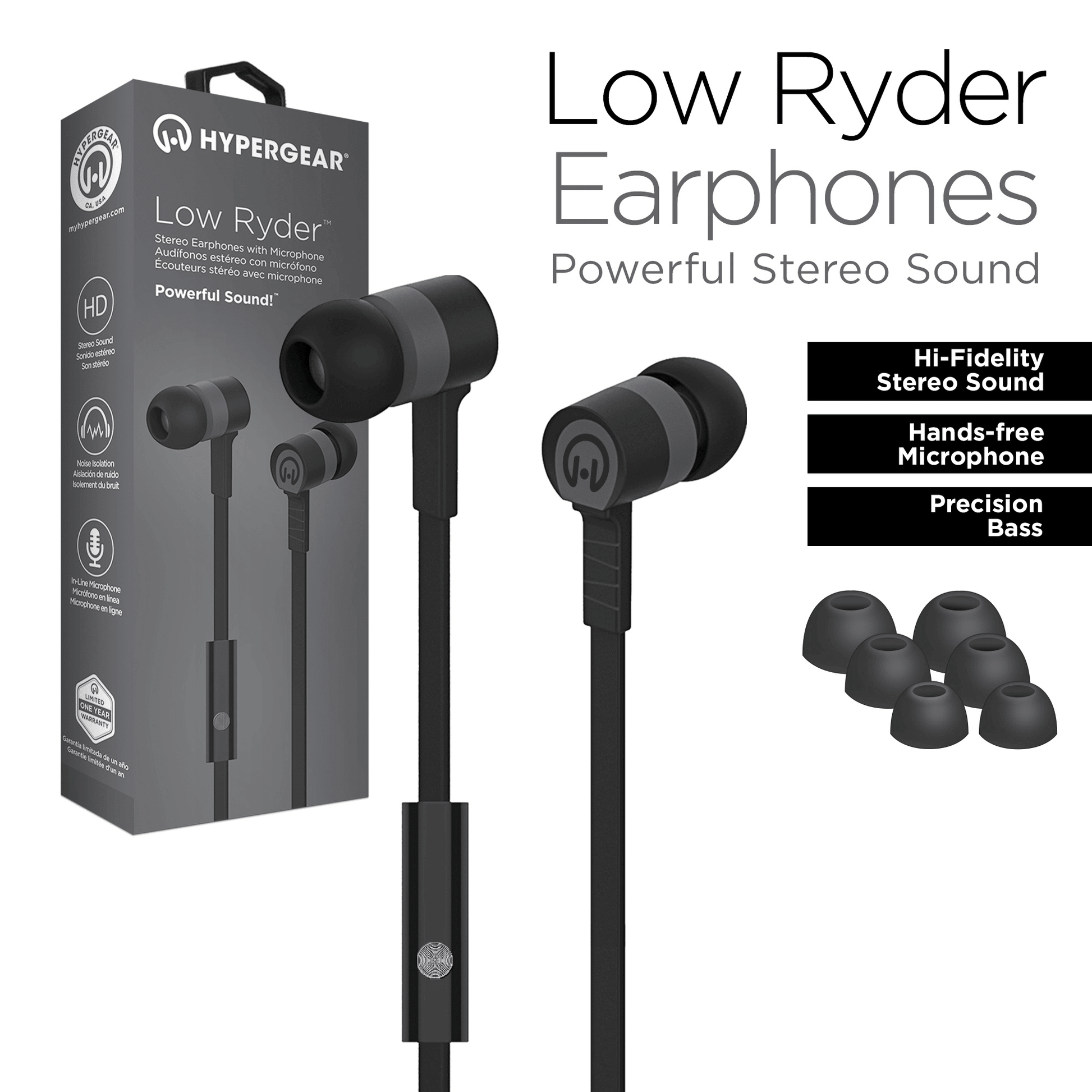 HyperGear Low Ryder Earphones w/Mic 3.5mm - Renee Lane Company
