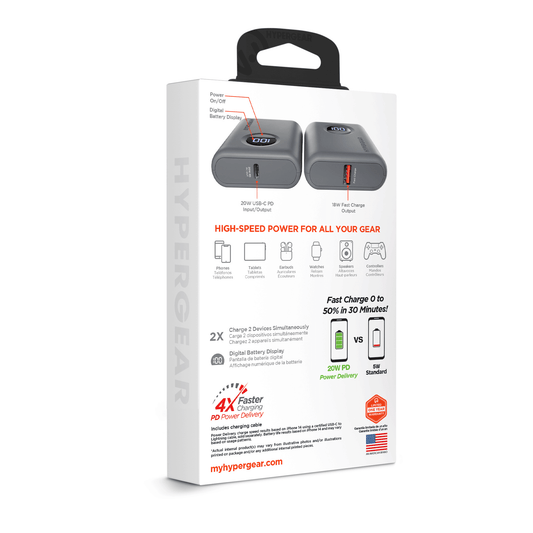 HyperGear PowerPack PRO 10000mAh 20W Power Bank - Renee Lane Company