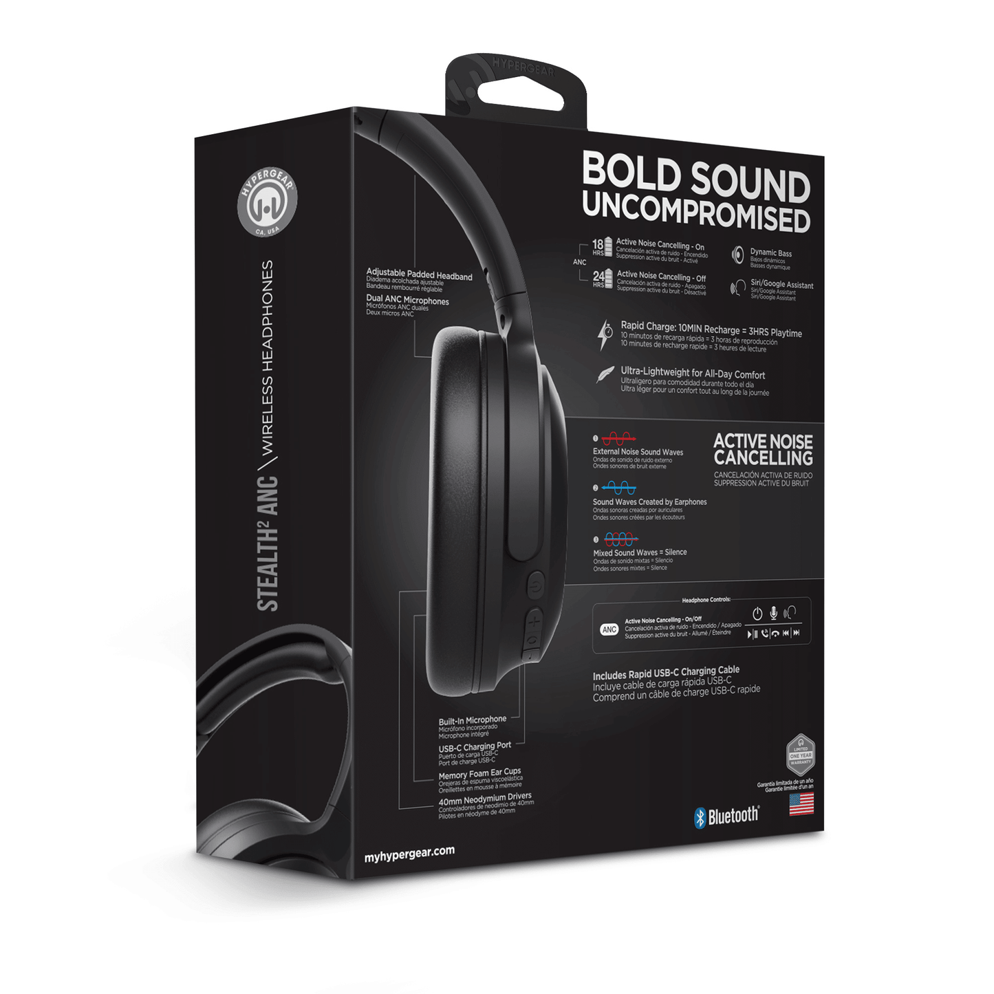 HyperGear Stealth2 ANC Wireless Headphones - Renee Lane Company