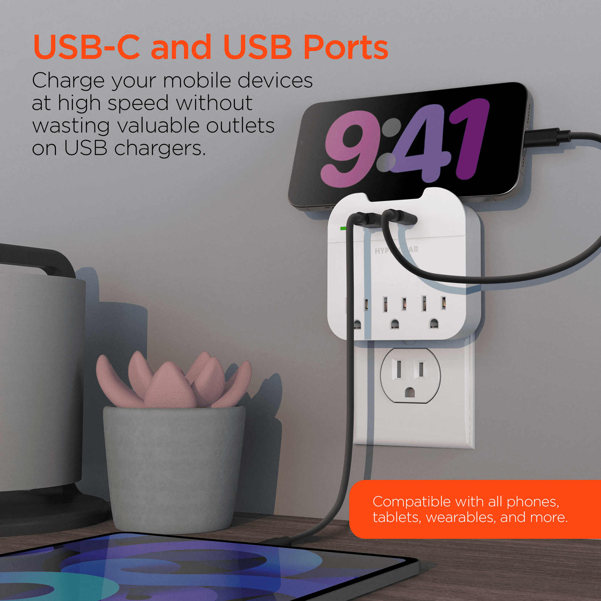 HyperGear Wall Adapter Power Strip 3 Outlets - Renee Lane Company