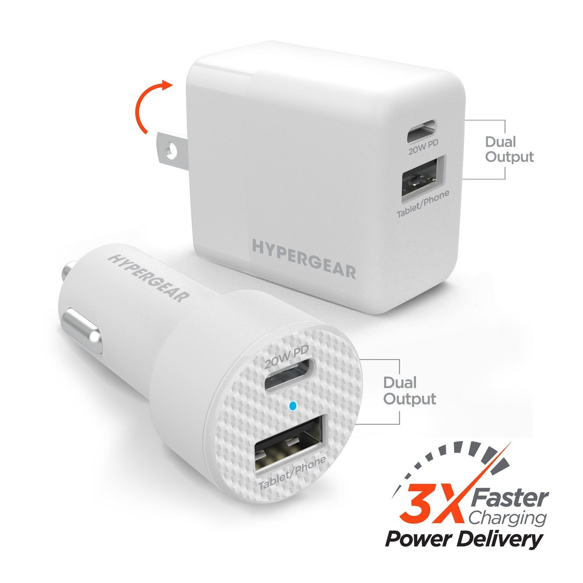 HyperGear Wall/Car Charger Bundle 20W USB-C PD + 12W - Renee Lane Company