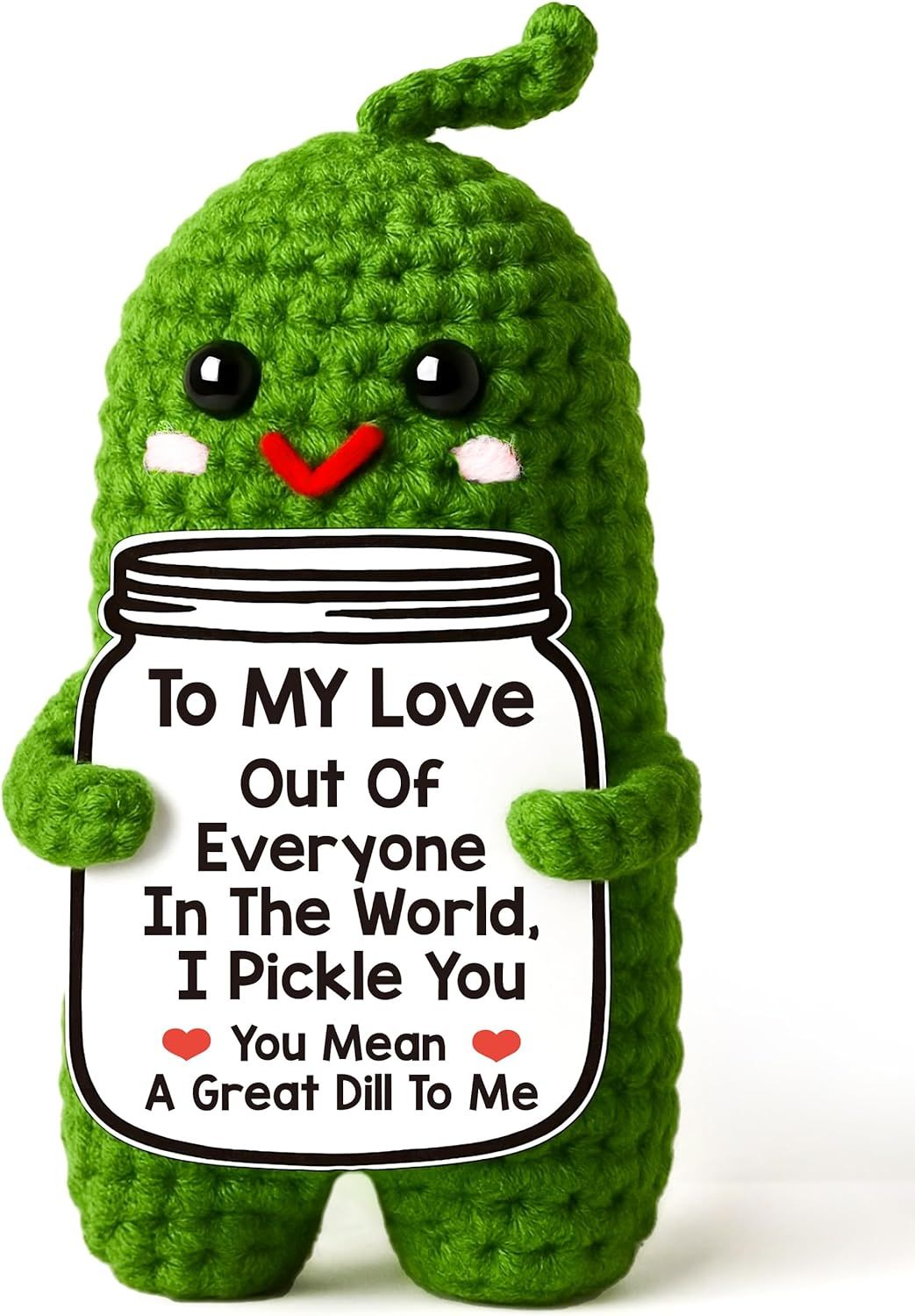 I Love You Gifts for Her Him, Birthday Christmas Gifts for Boyfriend Girlfriend, Wife, Husband, Couple, Romantic Gifts Anniversary Gifts for Women Men, Valentine's Day Gifts Handmade Crochet Pickle - Renee Lane Company