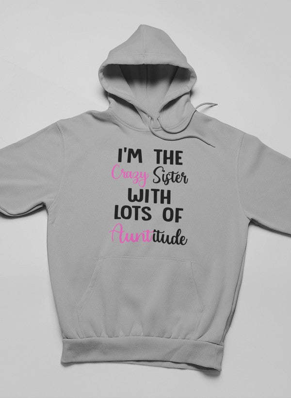 Athletic heather hoodie with front graphic text, hood, and kangaroo pocket