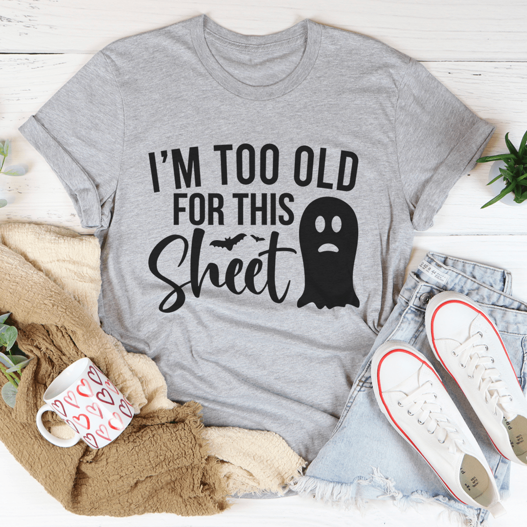 Athletic heather gray T-shirt with ghost face and slogan centered on front