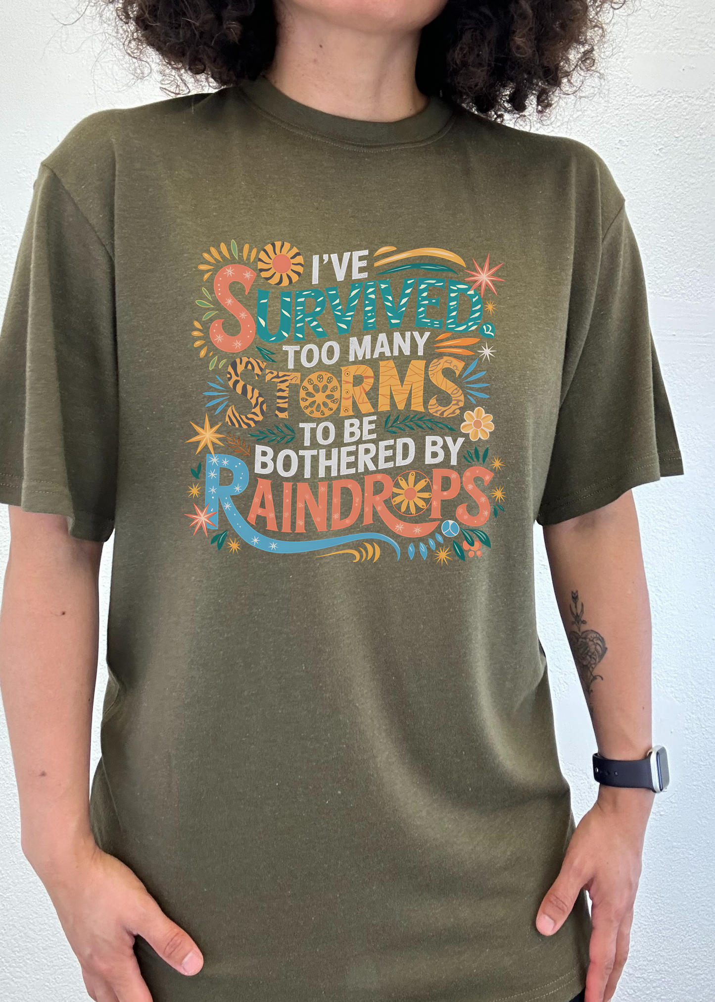I've Survived Too Many Storms to Be Both Unisex Bamboo/Cotton Graphic T-Shirt - Renee Lane Company