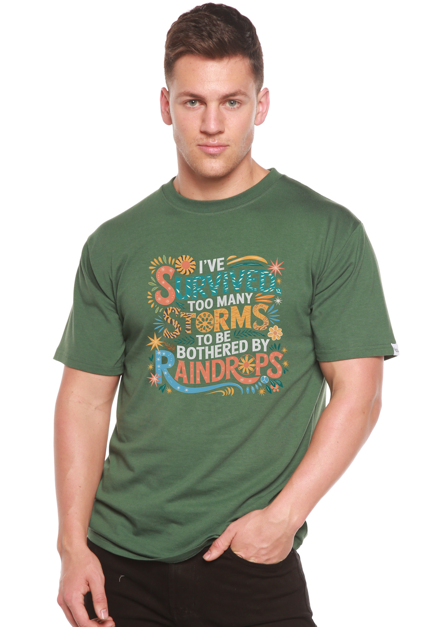 I've Survived Too Many Storms to Be Both Unisex Bamboo/Cotton Graphic T-Shirt - Renee Lane Company