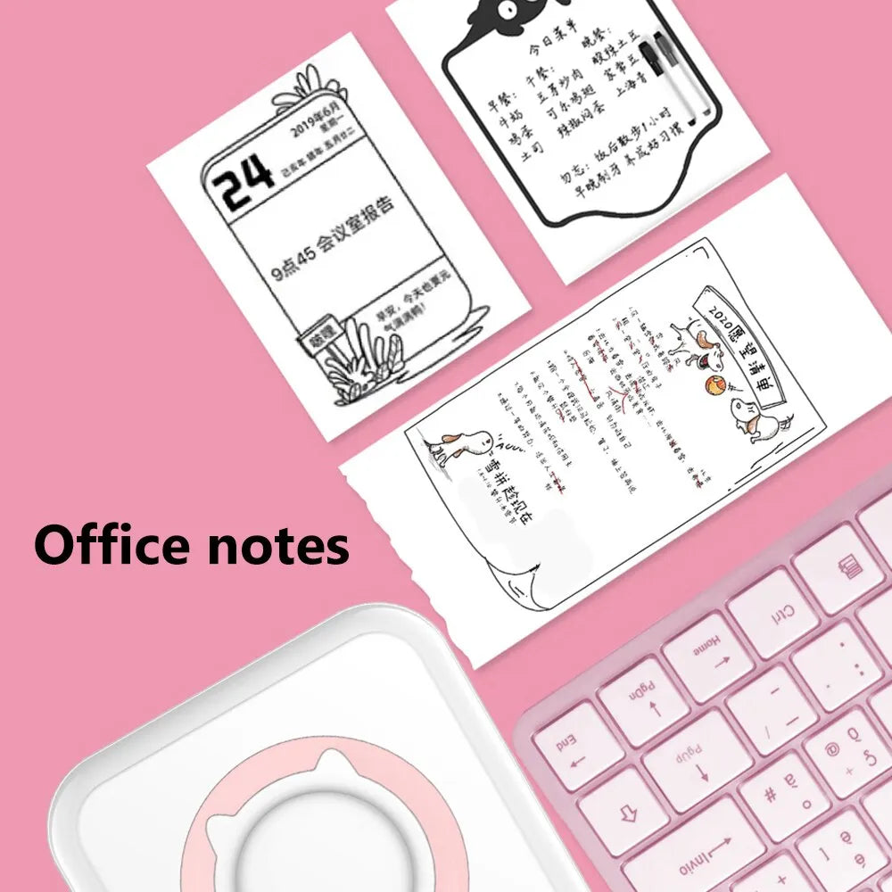 Thermal sticker sheets with office notes print designs